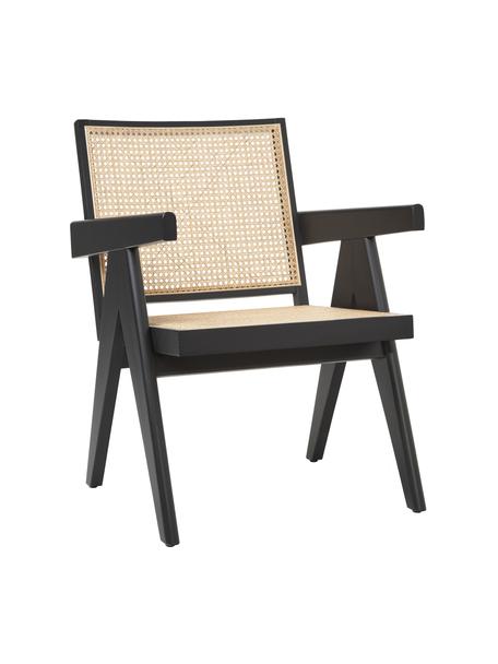 Fotel wypoczynkowy z plecionką wiedeńską Sissi, Stelaż: lite drewno bukowe lakier, Czarny, rattan, S 58 x G 66 cm