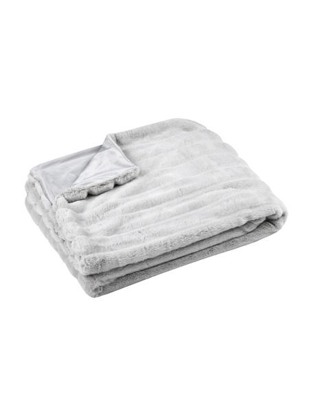 Mäkká deka z umelej kožušiny Fluffy, 100 % polyester, Svetlosivá, Š 130 x D 160 cm