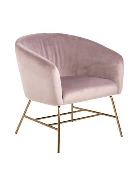 Moderne fluwelen fauteuil Ramsey in roze, Bekleding: polyester fluweel, Poten: gelakt metaal, Fluweel roze, B 72 x D 67 cm