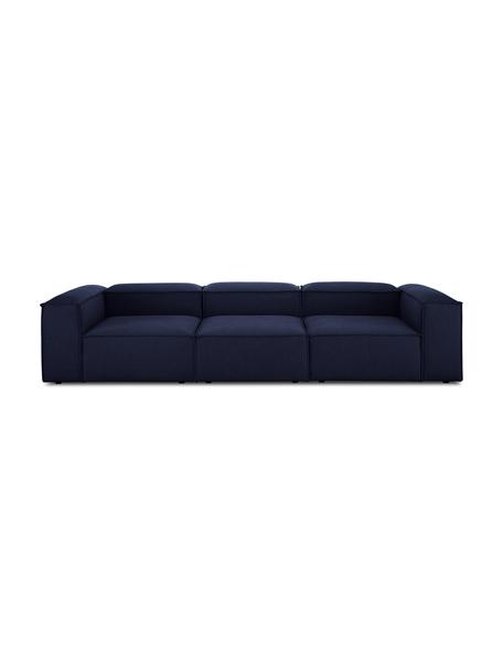 Modulares Sofa Lennon (4-Sitzer) in Blau, Bezug: 100% Polyester Der strapa, Gestell: Massives Kiefernholz, Spe, Füße: Kunststoff Die Füße befin, Webstoff Blau, B 327 x T 119 cm