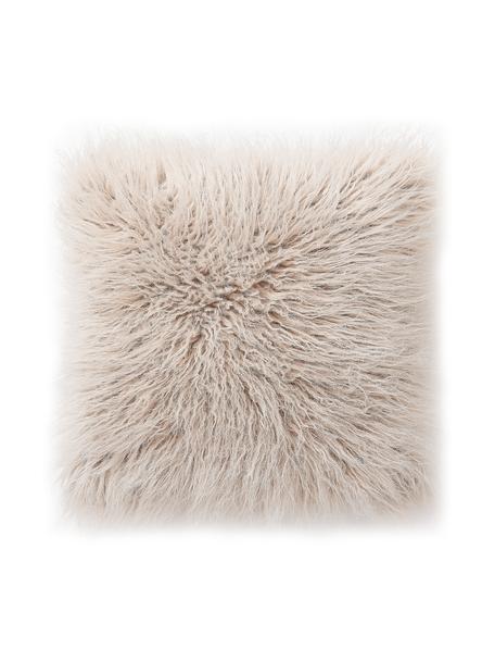 Flauschige Kunstfell-Kissenhülle Morten, gelockt, Vorderseite: 67 % Akryl, 33 % Polyeste, Rückseite: 100 % Polyester, Beige, B 40 x L 40 cm