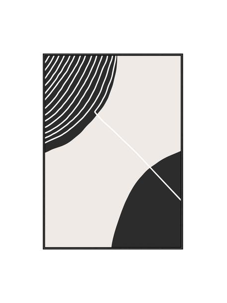 Ingelijste digitale print Feminine Doodles, Lijst: hout, MDF, Zwart, wit, beige, B 32 x H 42 cm