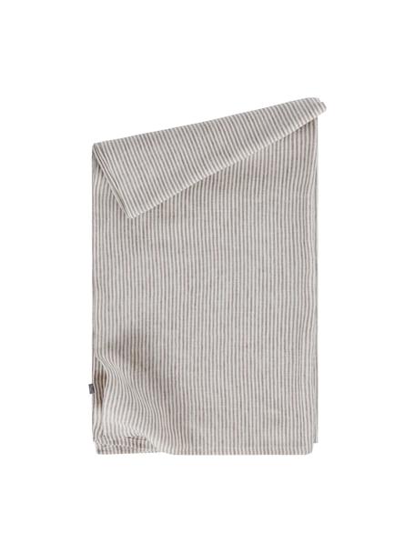 Mantel de lino Alina, 100% lino con certificado European Flax, Gris, blanco crema, De 4 a 6 comensales (An 145 x L 200 cm)