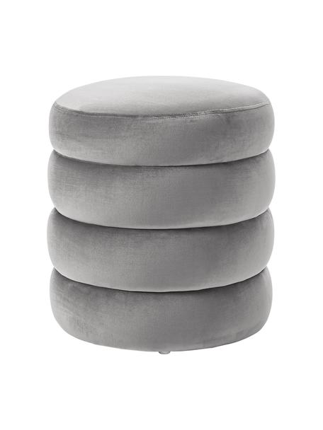 Fluwelen poef Alto in grijs, Bekleding: fluweel (100% polyester), Frame: massief grenenhout, multi, Fluweel grijs, Ø 42 x H 48 cm