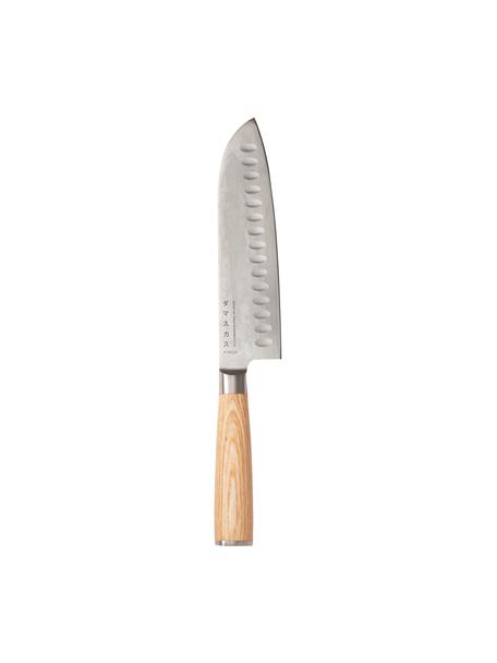 Coltello da chef Hattasan Damasco, Coltello: acciaio inossidabile (VG1, Manico: legno di Pakka, Legno chiaro, argentato, Lunghezza 31 cm