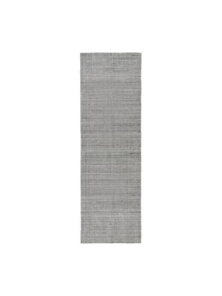 Handgeweven laagpolige loper Willow, 100% polyester, GRS-gecertificeerd, Grijs, wit, B 80 x L 250 cm