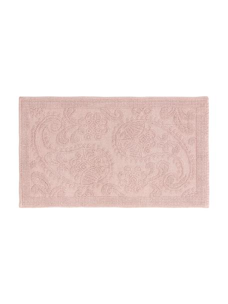 Tappeto bagno rosa con motivo floreale Kaya, 100% cotone, Rosa, Larg. 60 x Lung. 100 cm
