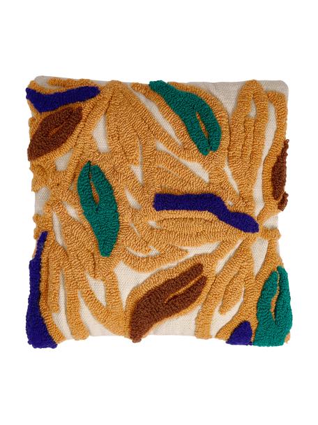 Poszewka na poduszkę z haftem Alicia, Brunatnożółty, wielobarwny, S 45 x D 45 cm
