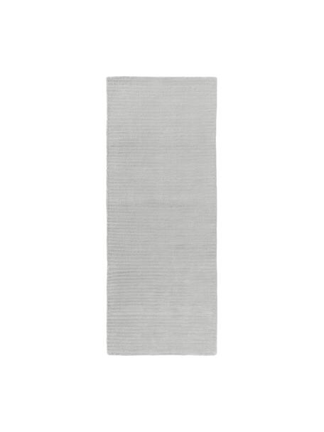 Nadýchaný běhoun s vysokým vlasem a strukturovaným povrchem Wes, ručně tkaný, 100 % polyester, certifikace GRS, Šedá, Š 80 cm, D 200 cm