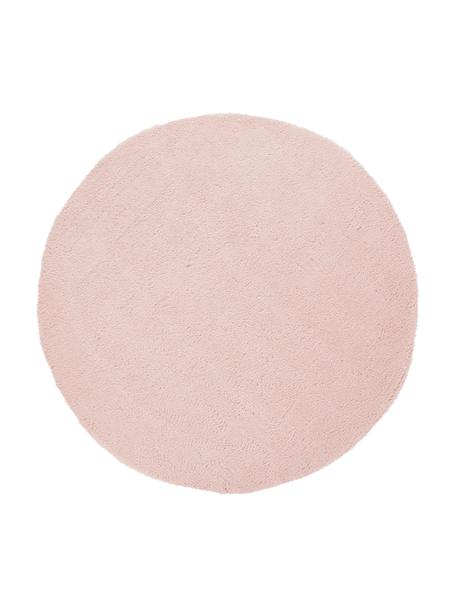 Tappeto rotondo morbido a pelo lungo rosa Leighton, Retro: 70% poliestere, 30% coton, Rosa, Ø 200 cm (taglia L)