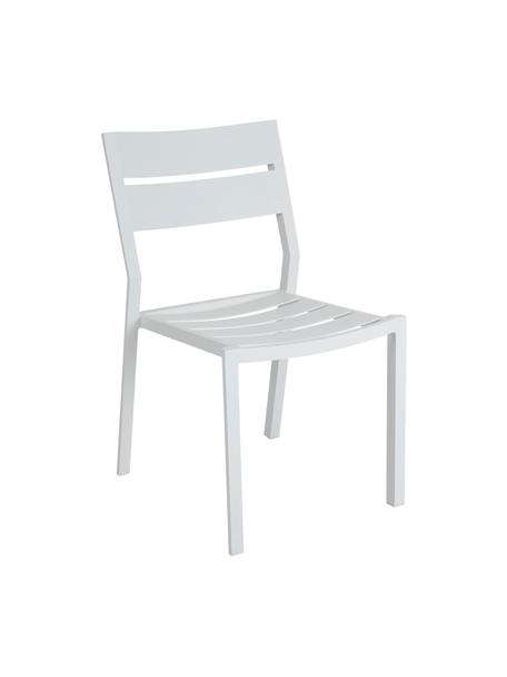 Krzesło ogrodowe do układania w stos Delia, Aluminium malowane proszkowo, Biały, S 48 x G 55 cm