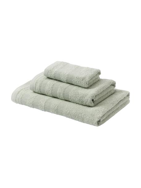 Set de toallas de algodón Camila, 3 uds., Verde salvia, Set de diferentes tamaños