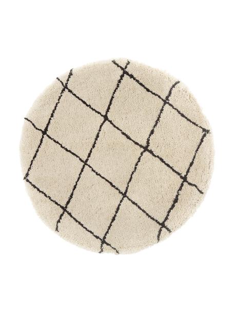 Okrągły ręcznie tuftowany dywan z długim włosiem Naima, Beżowy, czarny, Ø 200 cm  (Rozmiar L)