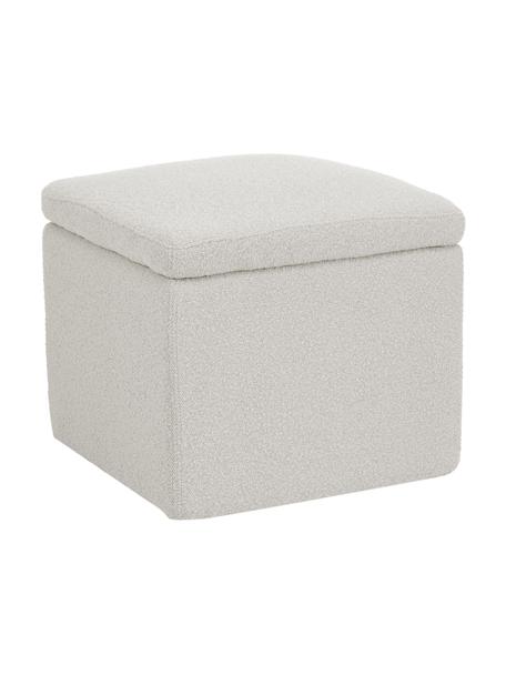 Pouf contenitore in tessuto bouclé Winou, Rivestimento: 100% poliestere Con 100.0, Bouclé bianco crema, Larg. 50 x Alt. 48 cm