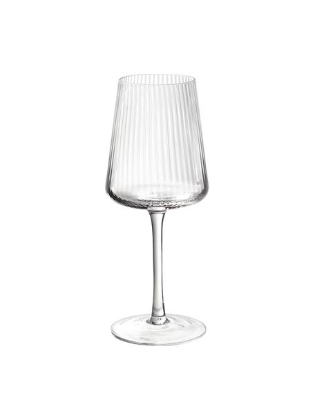 Handgemaakte witte wijnglazen Cami met groefstructuur, 4 stuks, Mondgeblazen glas, Transparant, Ø 8 x H 22 cm
