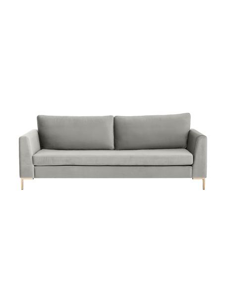 Samt-Sofa Luna (3-Sitzer) mit Metall-Füßen, Bezug: Samt (Polyester) Der hoch, Gestell: Massives Buchenholz, Füße: Metall, galvanisiert, Samt Hellgrau, B 230 x T 95 cm