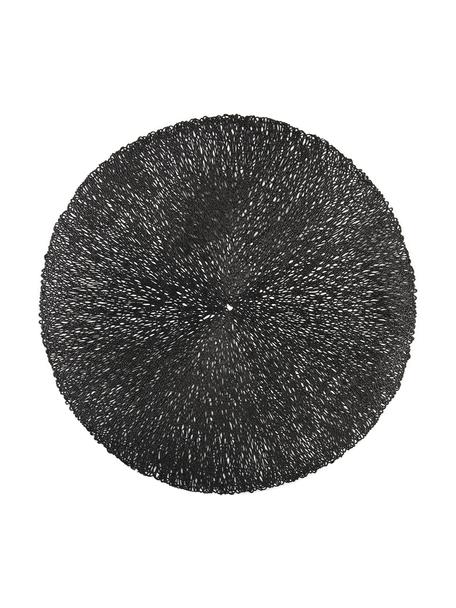 Runde Tischsets Sous in Schwarz, 2 Stück, Kunststoff, Schwarz, Ø 38 cm