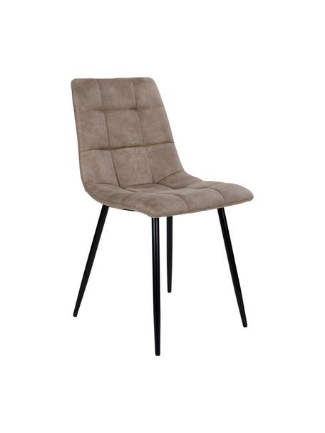 Sedia imbottita in microfibra Middleton, Rivestimento: microfibra Il rivestiment, Gambe: metallo rivestito, Tessuto marrone chiaro, nero, Larg. 44 x Prof. 55 cm