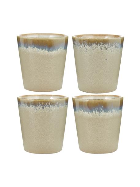 Sada malých ručně vyrobených XS pohárků v retro stylu 70's, 4 díly, Kamenina, Béžová, šedá, Ø 8 cm, V 8 cm, 200 ml