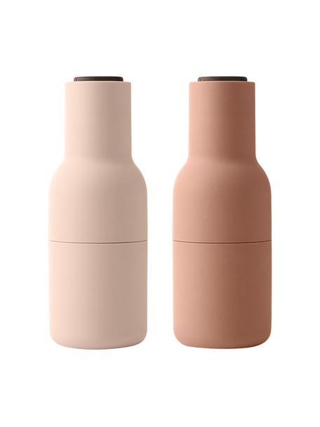 Designer zout- en pepermolen Bottle Grinder in roze tinten met walnoothouten deksel, Frame: kunststof, Deksel: walnoothout, Rozetinten, Ø 8 x H 21 cm