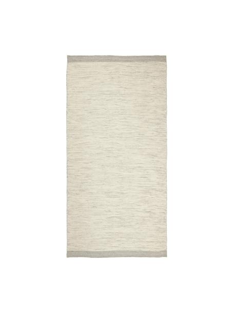Tappeto in lana tessuto a mano color crema/grigio chiaro maculato Asko, Retro: cotone Nel caso dei tappe, Beige, Larg. 70 x Lung. 140 cm (taglia XS)