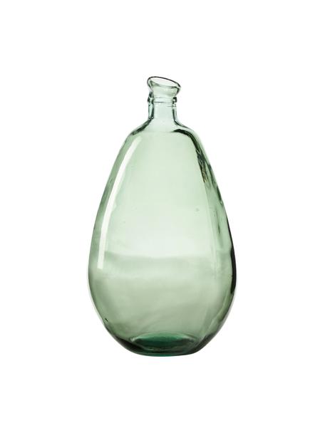 Flaschenvase Dina aus recyceltem Glas in Hellgrün, Recyceltes Glas, GRS-zertifiziert, Hellgrün, Ø 26 x H 47 cm