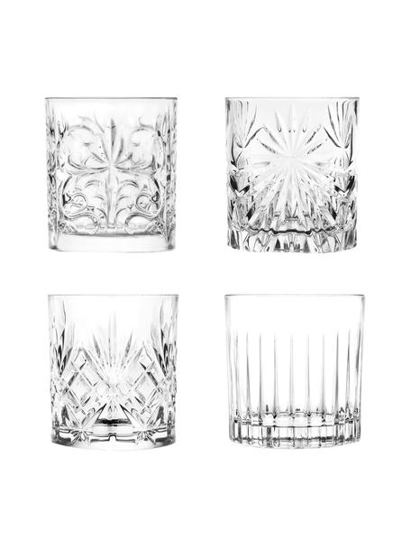 Komplet szklanek do whisky ze szkła kryształowego z reliefem Bichiera, 4 elem., Szkło kryształowe, Transparentny, Ø 8 x W 9 cm