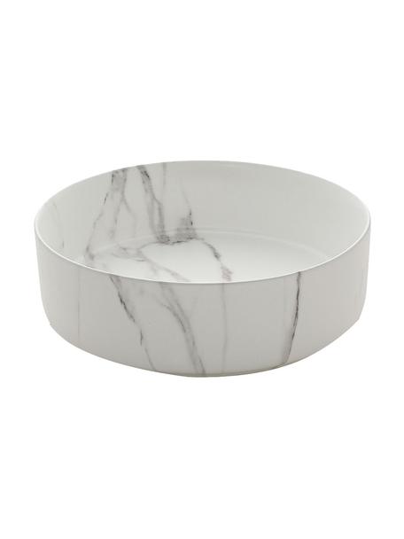 Opzetwastafel Klimt van keramiek, Ø 36 cm, Keramiek in marmerlook, Gemarmerd wit, Ø 36 x H 12 cm