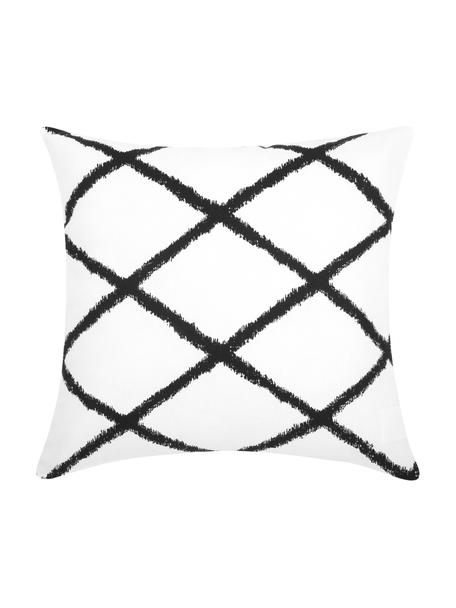 Federa arredo con motivo a rombi Laila, 100% cotone, Bianco, nero, Larg. 45 x Lung. 45 cm