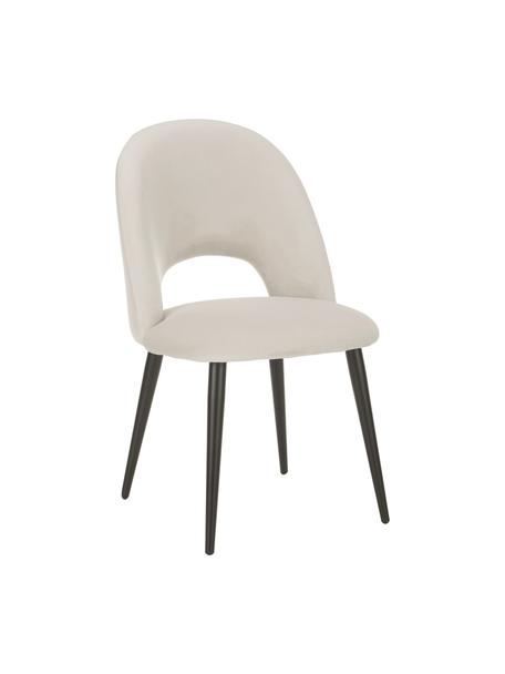 Krzesło tapicerowane z aksamitu Rachel, Tapicerka: aksamit (100% poliestr) D, Nogi: metal malowany proszkowo, Kremowobiały aksamit, S 53 x G 57 cm
