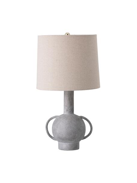 Grande lampe à poser en lin Ranya, Gris, beige clair, Ø 31 cm x haut. 59 cm