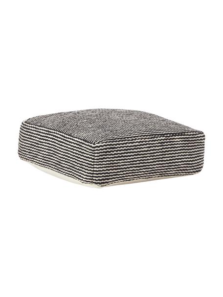 Gestreepte katoenen vloerkussen Carmelo, Bekleding: 100% katoen, Zwart, wit, B 60 x H 20 cm