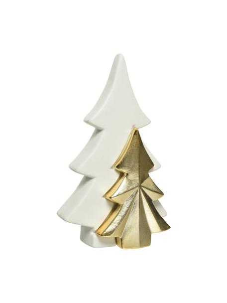 Decoratief boompje Golden Tree H 22 cm, Porselein, Wit, goudkleurig, B 7 x H 22 cm