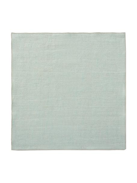 Serviettes de table en lin motif chevrons Audra, 6 pièces, 100 % pur lin, Vert, beige, larg. 46 x long. 46 cm