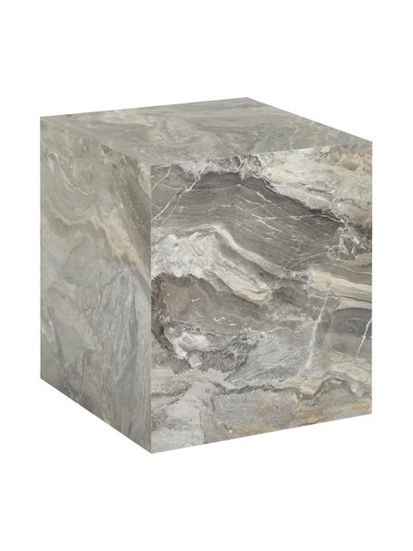 Tavolino effetto marmo Lesley, Pannello di fibra a media densità (MDF) rivestito con foglio di melamina, Effetto marmo grigio, lucido, Larg. 45 x Alt. 50 cm