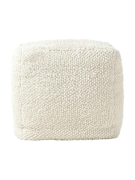 Pouf in cotone bianco crema Indi, Rivestimento: 100% cotone, Bianco, Larg. 45 x Alt. 45 cm