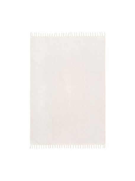 Alfombra artesanal de algodón Agneta, 100% algodón, Blanco crema, An 200 x L 300 cm (Tamaño L)