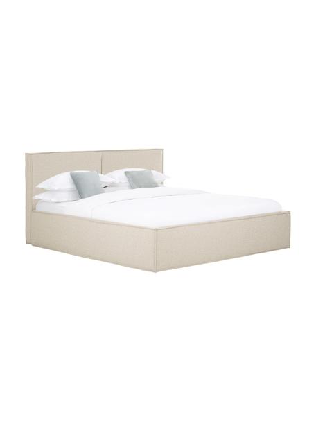 Gestoffeerd bed Dream met opbergruimte, Bekleding: polyester (gestructureerd, Frame: massief grenenhout, FSC-g, Geweven stof donkerbeige, B 200 x L 200 cm