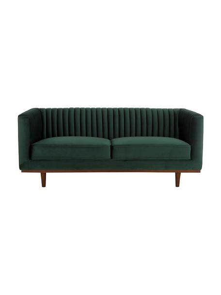 Sofa z aksamitu z drewnianymi nogami Dante (2-osobowa), Tapicerka: aksamit poliestrowy, Tapicerka: pianka poliuretanowa, Aksamitny zielony, S 174 x G 87 cm