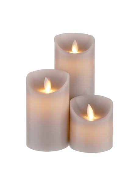 Bougie LED Glowing Flame, 3 élém., Paraffine, plastique, Gris, Lot de différentes tailles