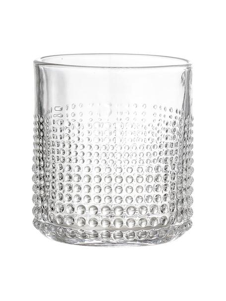 Waterglazen Gro met structuurpatroon, 6 stuks, Glas, Transparant, Ø 8 x H 9 cm, 300 ml