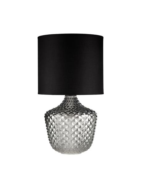 Grote tafellamp Brilliant Jewel van glas, Lampenkap: stof, Lampvoet: glas, Grijs, zwart, Ø 32 x H 56 cm