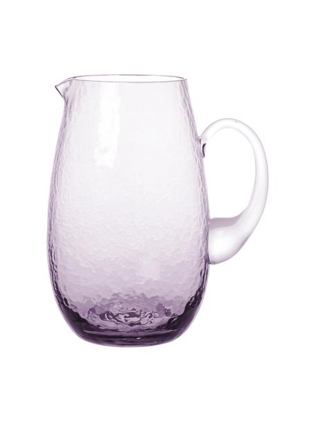Grote mondgeblazen karaf Hammered met een gehamerd oppervlak, 2 L, Mondgeblazen glas, Lila, transparant, Ø 14 x H 22 cm, 2 L