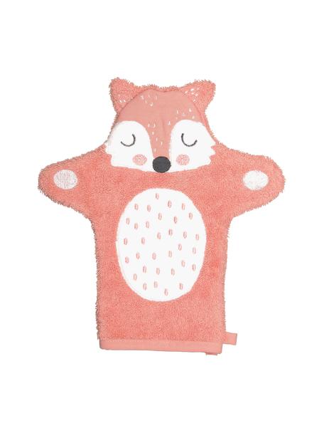 Guanto per bagnetto in cotone organico Fox, 100% cotone organico, Rosa, bianco, nero, Larg. 21 x Lung. 26 cm