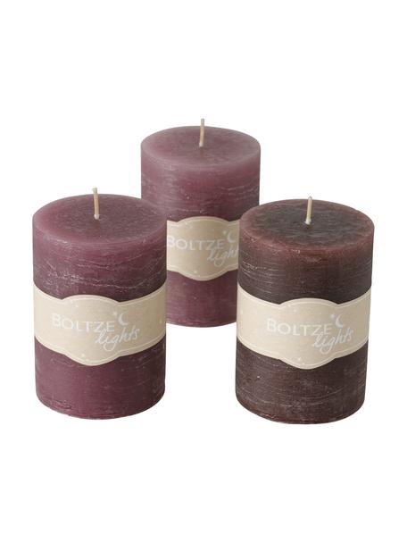 Ensemble de bougies piliers Trent, 3 élém., Cire, Tons roses et lilas, Ø 7 x haut. 15 cm