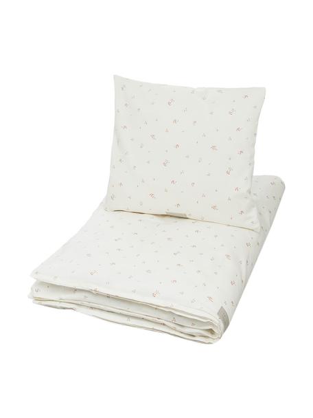 Ropa de cama de algodón ecológico satinado Poppies, 100% algodón ecológico satinado con certificado GOTS, Blanco, rosa, Cuna (100 x 135 cm), 2 pzas.