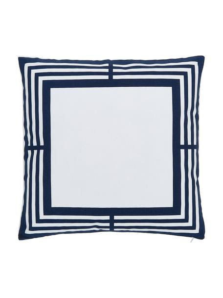 Poszewka na poduszkę Zahra, 100% bawełna, Biały, ciemny niebieski, S 45 x D 45 cm