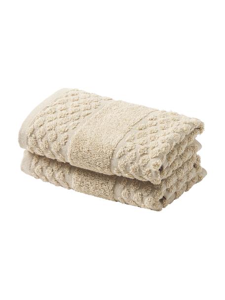 Handdoek Katharina met honingraatpatroon in verschillende formaten, Beige, XS Gastendoekje, B 30 x L 50 cm, 2 stuks
