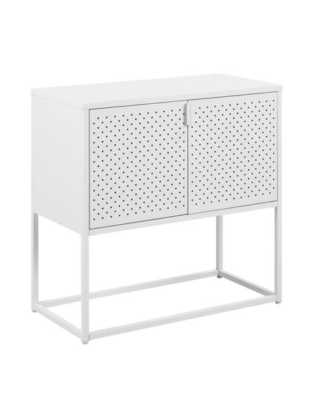 Credenza in metallo con ante Neptun, Metallo verniciato a polvere, Bianco, Larg. 82 x Alt. 80 cm