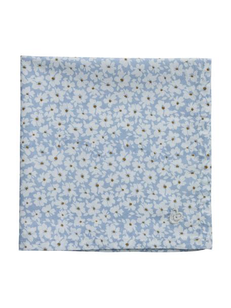 Stoffen servet Liberte met bloemmotief, 100% katoen, Blauw, wit, B 40 x L 40 cm